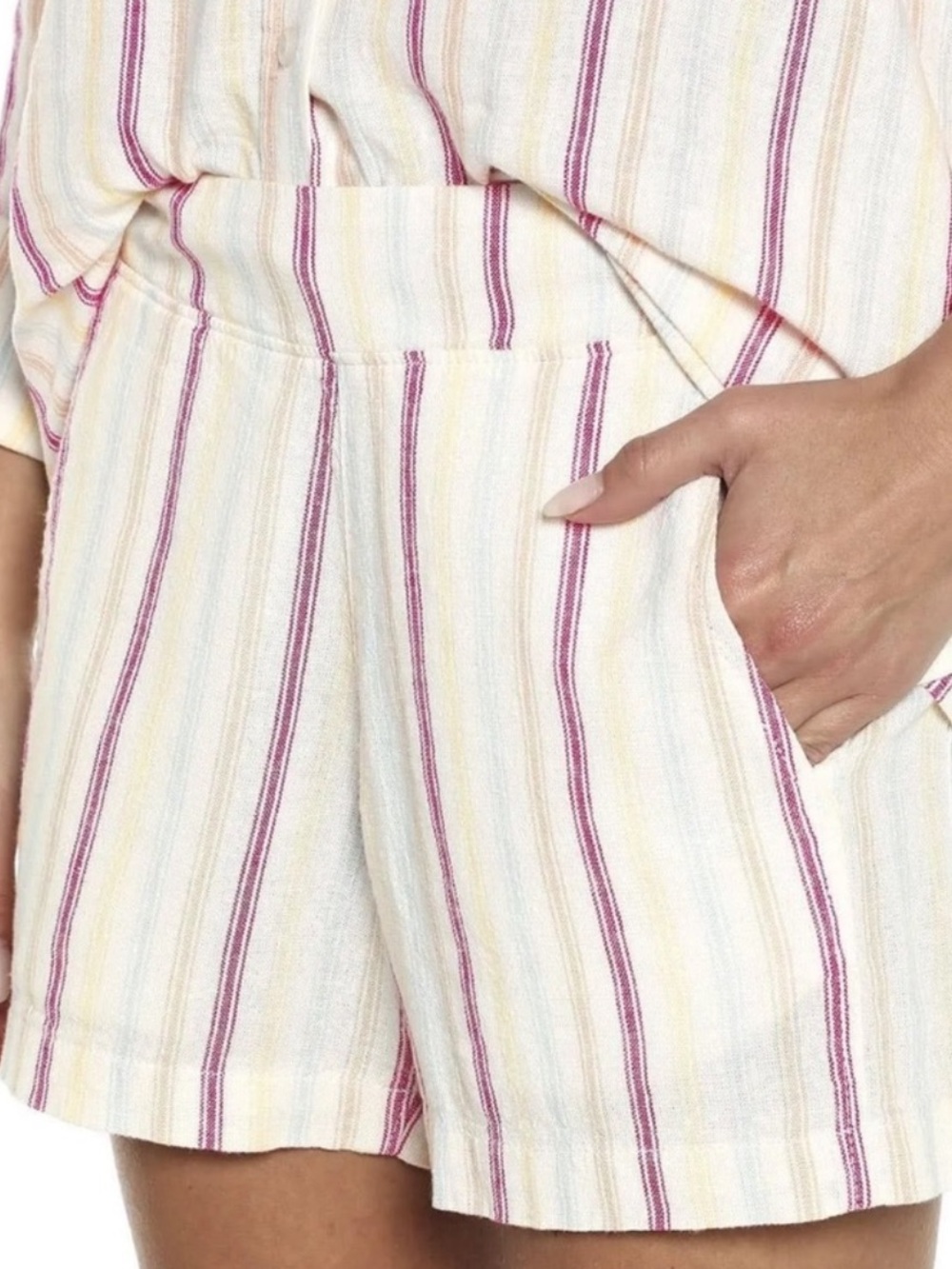Gap Stripe Linen Blend Pull On Shorts White Red Size XL